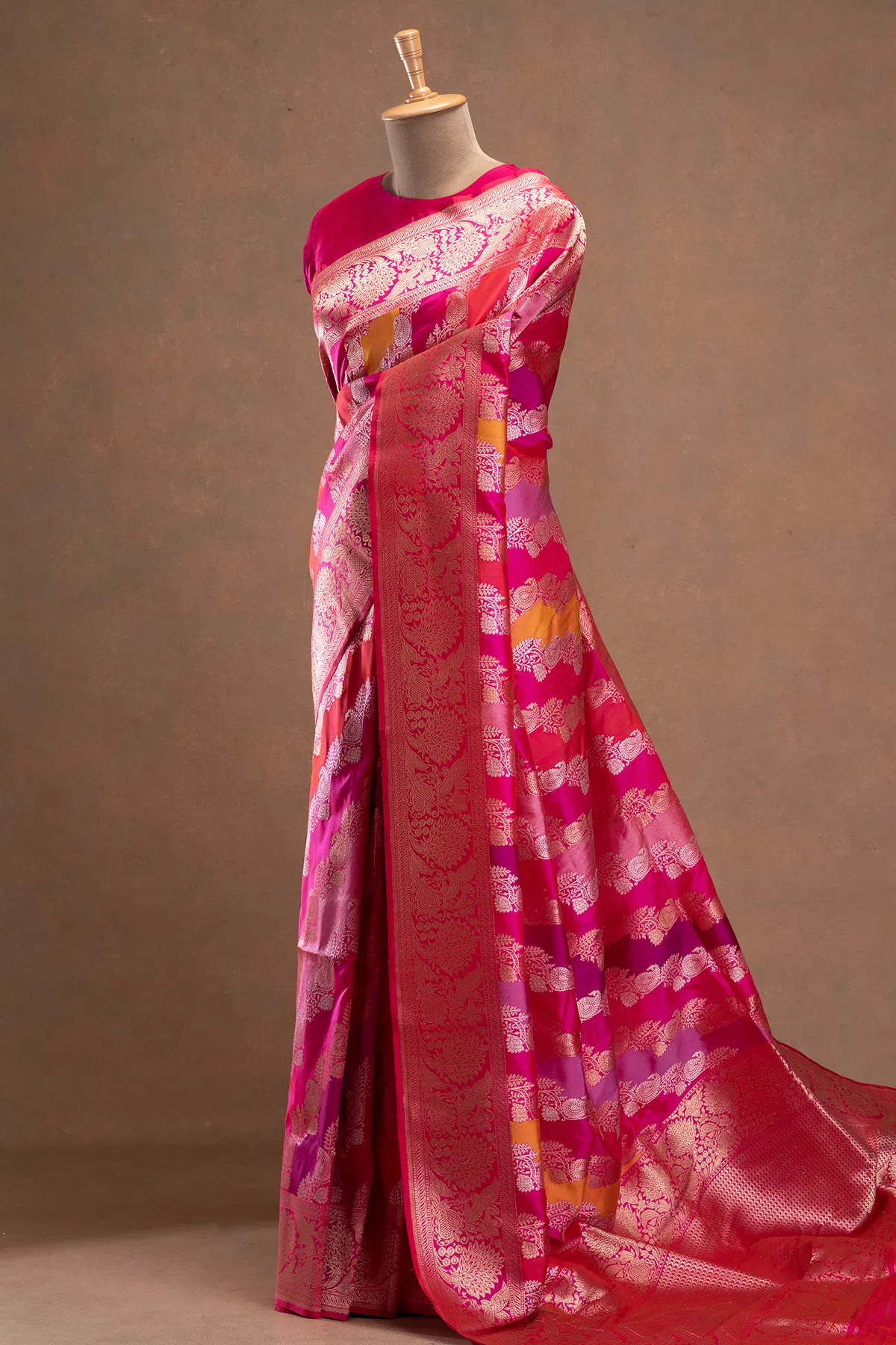 multicolor zari woven rangka banarasi kadhwa saree